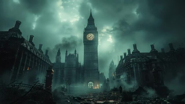 都市の風景と時計塔のアポカリプス / Urban Landscape with Clock Tower, Apocalypse4