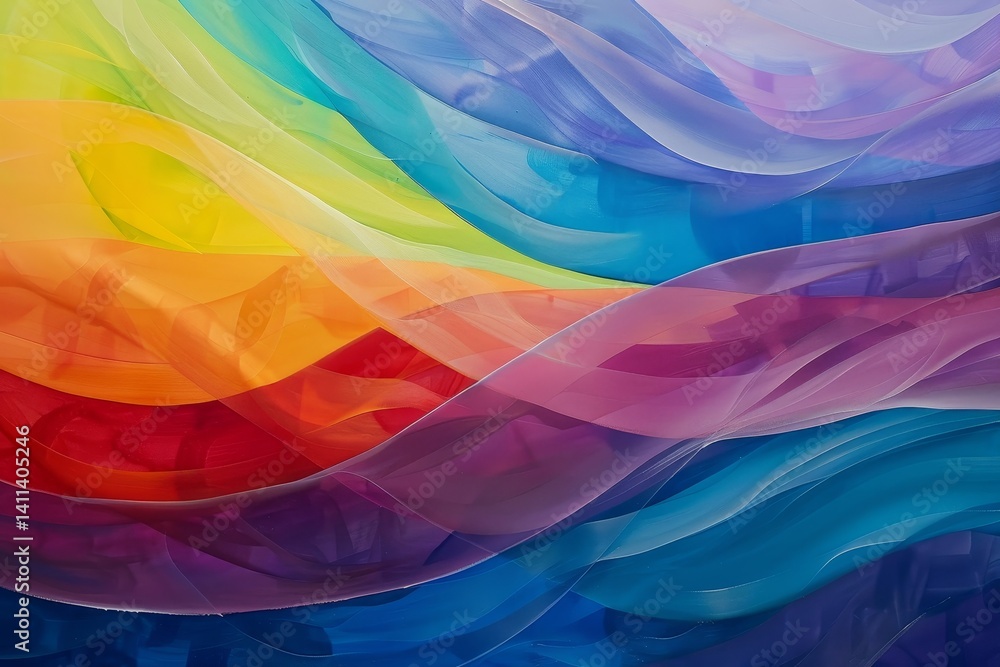 Aufkleber an abstract image featuring a colorful fabric composition with wavy lines, construct an abstract com