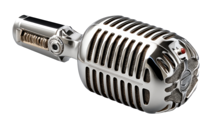 Vintage Microphone: This close-up shot features a classic, silver-colored microphone, perfect for capturing audio with exceptional clarity. It evokes a sense of nostalgia.