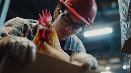 Warehouse worker packing items into a shipping box. Featuring speed and accuracy