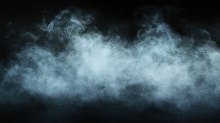 Fototapeta premium A mysterious dark background enveloped in swirling gray smoke, creating an ethereal atmosphere. The smoke gently billows, adding depth and intrigue to the scene.