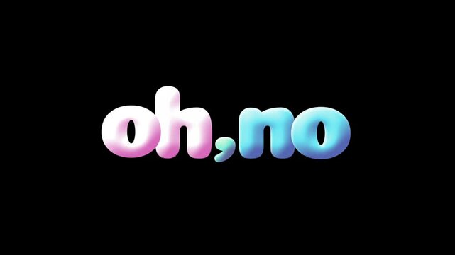 the dynamic 3d render of a text animation, oh no 