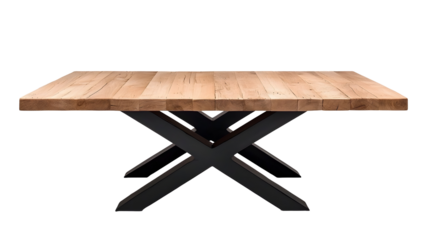 Rustic wooden dining table with metal legs