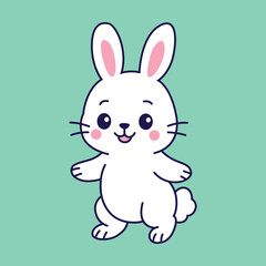 Cute Rabbit Standing Flat Cartoon Illustration.eps