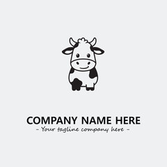 Cow illustration black and white for logo company vector image
