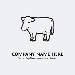 Cow illustration black and white for logo company vector image

