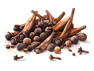 Obraz premium Collection of Whole Spices Including Cloves and Peppercorns