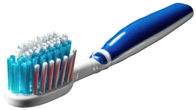 Sparkling Smile Companion: A close-up image of a toothbrush, radiating freshness with its clean, colorful bristles, is captured. A symbol of oral hygiene and a radiant smile. 
