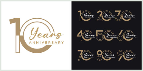 anniversary set logotype vector with brown and white color for special celebration day