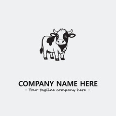 Cow illustration black and white for logo company vector image
