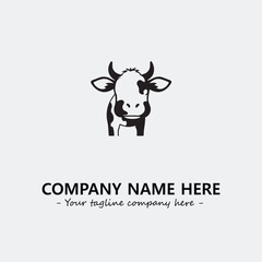 Cow illustration black and white for logo company vector image
