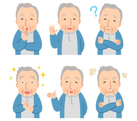 高齢男性　表情ポーズ　シニア　高齢者　後期高齢者