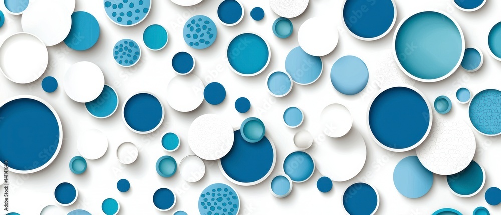 Poster dynamic circular patterns in turquoise and white abstract design graphic art modern environment top-