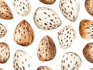 Hand-painted watercolor illustration of beautiful natural seeds pattern