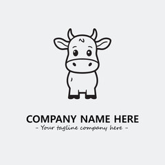 Cow illustration black and white for logo company vector image
