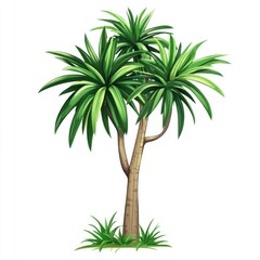 Obraz premium cute cartoon yucca tree isolated on white background 