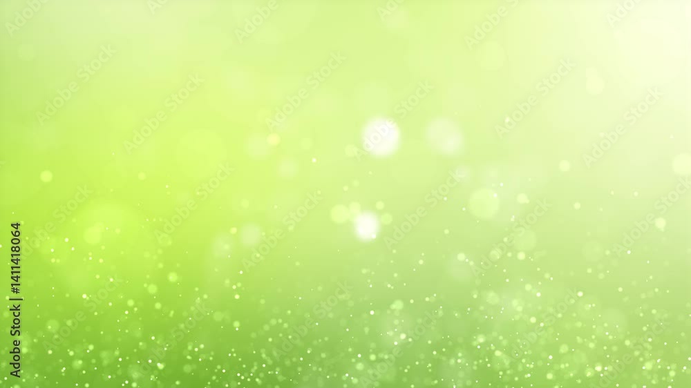 Poster sunny nature bokeh particles with flying boubble particles animation.