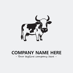Cow illustration black and white for logo company vector image
