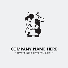 Cow illustration black and white for logo company vector image
