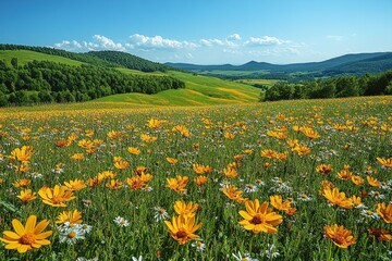 Fototapeta premium Blooming meadow landscape
