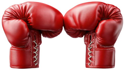 Red Boxing Gloves: A pair of  bright red boxing gloves, with white laces, stand ready in a powerful pose.  The gloves symbolize strength, resilience, and the fight for victory.