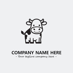 Cow illustration black and white for logo company vector image
