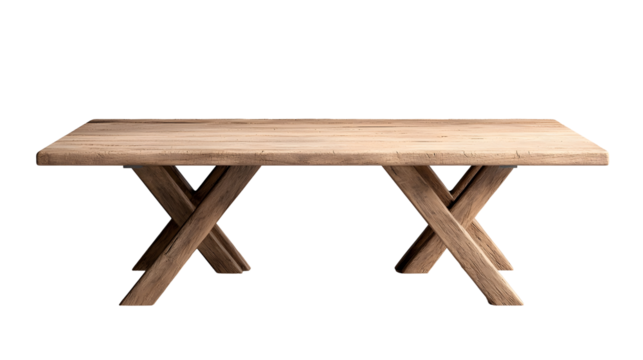 Rustic wooden table with robust metal legs