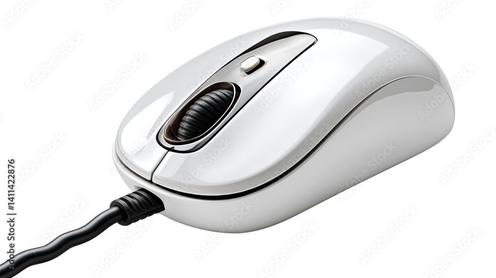 Poster computer mouse: a sleek and modern computer mouse sits in a minimalist environment, highlighting its