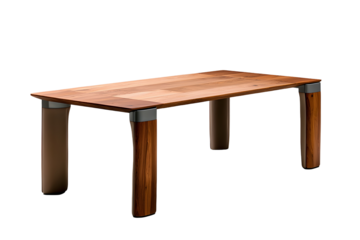 Sophisticated wooden dining table with metallic frame