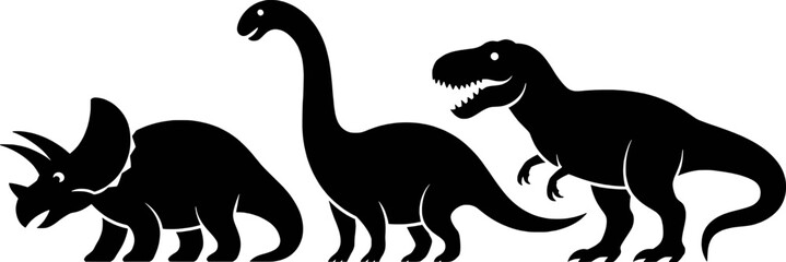 Dinosaur Silhouettes Collection Triceratops Brachiosaurus Tyrannosaurus Rex Extinct Animals Prehistoric Creatures