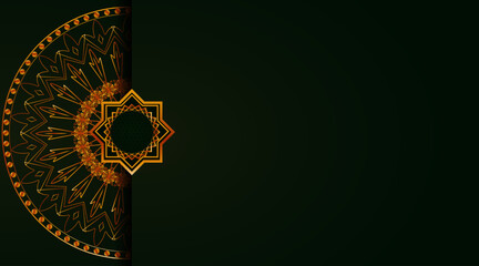 Abstract gradient banner design with mandala | Creative vector modern template for poster, presentation, power point, corporate, luxury, decoration | Elegant premium design with golden colour