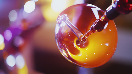 A glass artist blowing a colorful vase. Featuring creativity and dexterity