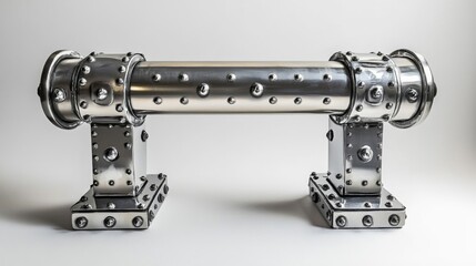 Fototapeta premium Silver Metal Industrial Pipe Handle with Rivets