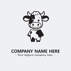 Cow illustration black and white for logo company vector image

