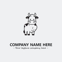 Cow illustration black and white for logo company vector image
