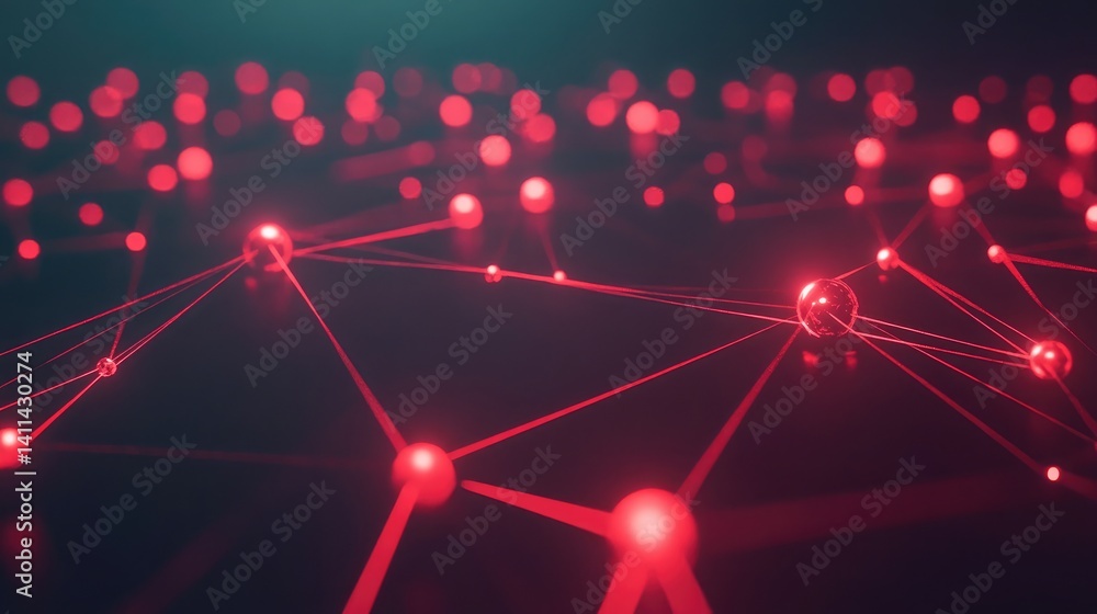 Aufkleber real-time network simulation with glowing particles and connecting arcs