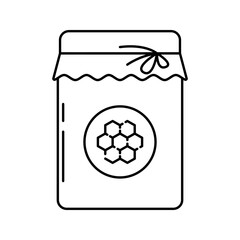 Honey Jar Outline style honey jar with bee symbol for organic sweetener perfect for food packaging and health visuals