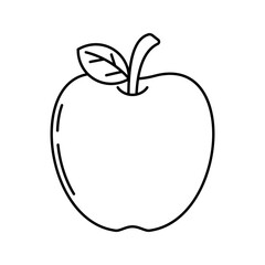 Red Apple Outline style apple with stem symbol of fruit nutrition perfect for wellness posters and food education visuals