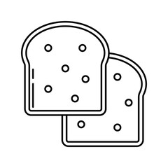 Bread Slice Outline style two slices of bread representing carbs suitable for breakfast menu and diet illustrations