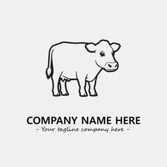 Cow illustration black and white for logo company vector image
