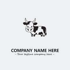 Cow illustration black and white for logo company vector image
