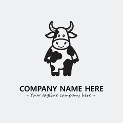 Cow illustration black and white for logo company vector image
