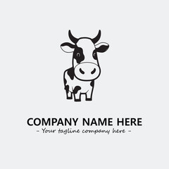 Cow illustration black and white for logo company vector image
