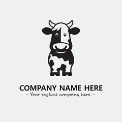 Cow illustration black and white for logo company vector image
