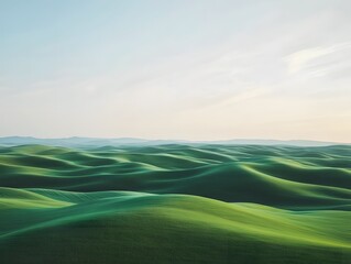 Serene Rolling Green Hills Landscape, Nature Scenery