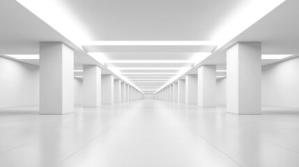 Fototapeta premium Modern White Building Interior with Geometric Columns