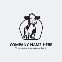 Cow illustration black and white for logo company vector image
