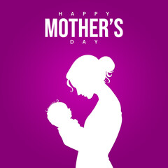 Happy Mother's Day Poster concept. Mom and Child Affection. Mother holding baby in arms. Mother's Day 2025.