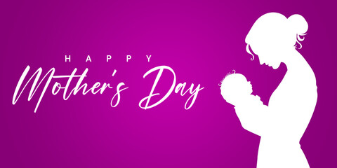 Happy Mother's Day Poster concept. Mom and Child Affection. Mother holding baby in arms. Mother's Day 2025.