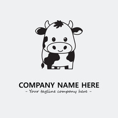 Cow illustration black and white for logo company vector image
